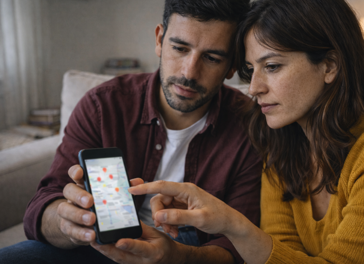 personas buscando negocios en google maps