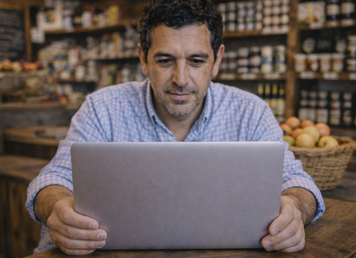 empresario viendo su pagina web