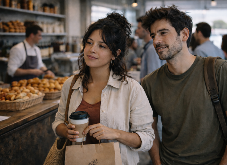 personas haciendo cola en una panaderia