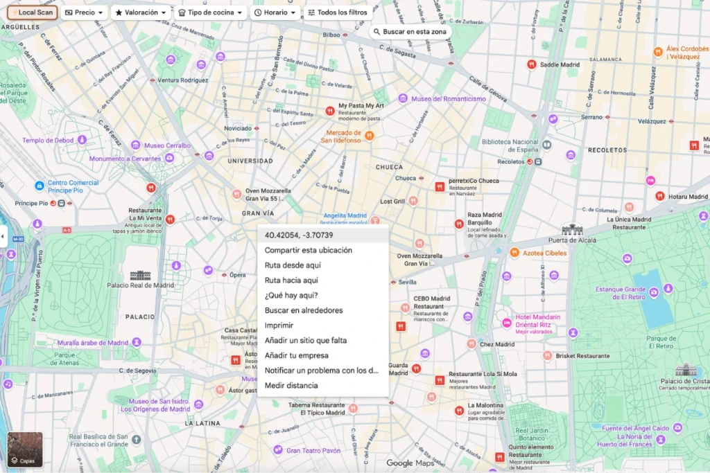 Muestra de cómo copiar coordenadas de un lugar en Google Maps