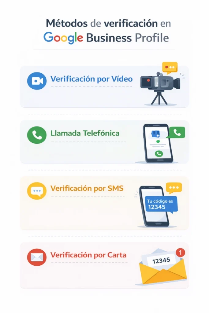Ilustración sobre métodos de verificación en Google Business Profile