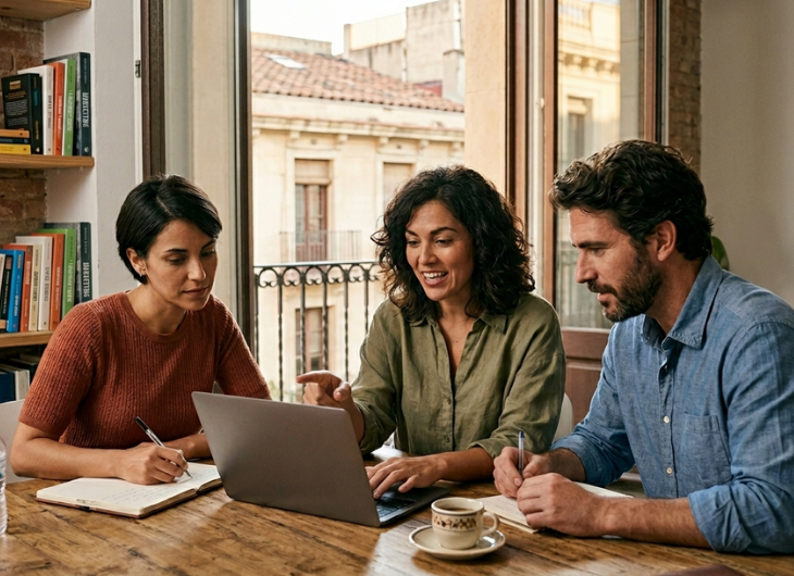 empresarios analizando su estrategia de reputación online